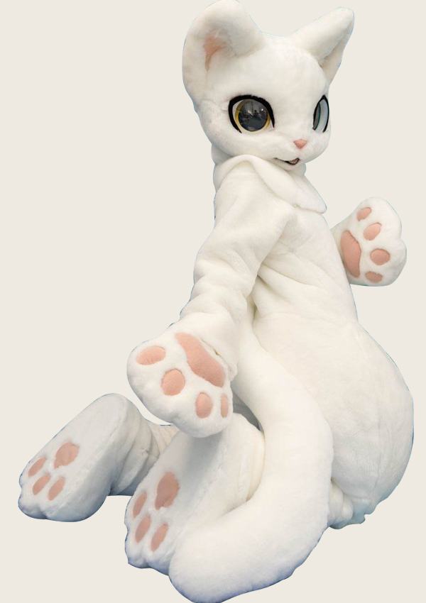 Cool White Color Cat Fursuit